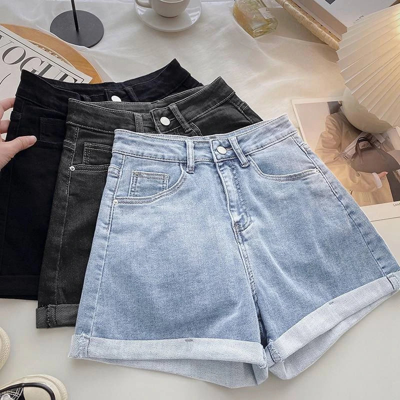 High Waist Wide Leg Short Jeans
